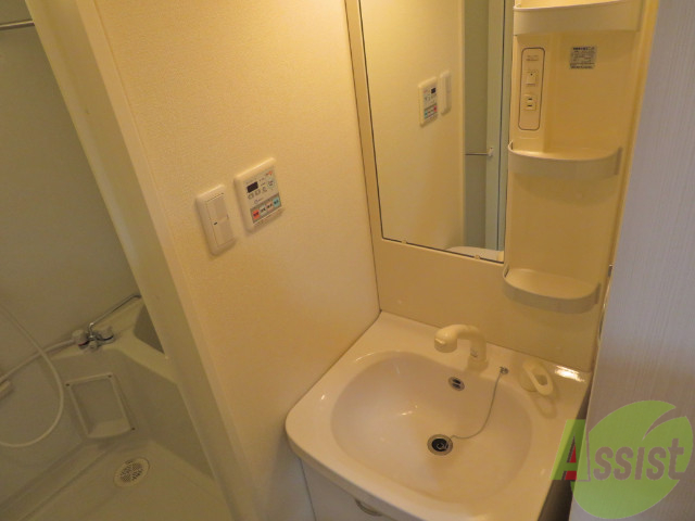 洗面設備　洗面台は嬉しいシャンプードレッサー付き。