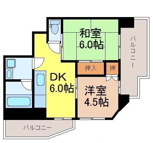 名鉄常滑線 神宮前駅 徒歩5分 4階建 築44年の間取り写真
