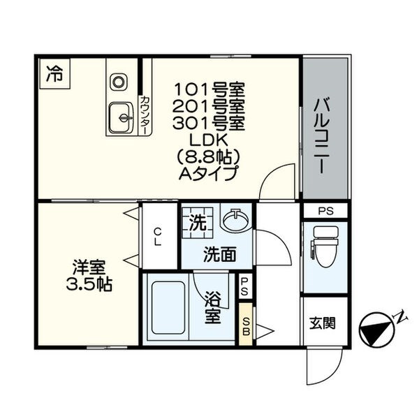 ジュネス内浜町の間取り写真