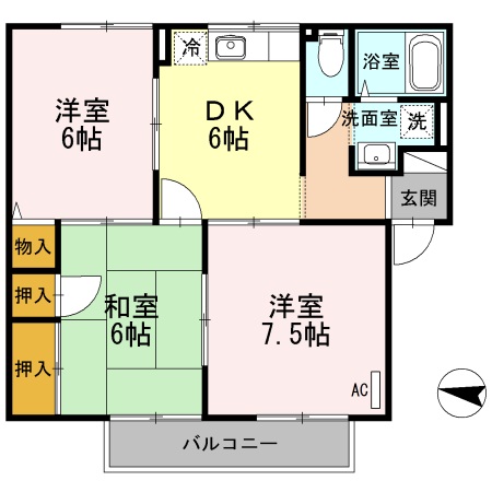 尾道市高須町のアパートの間取り