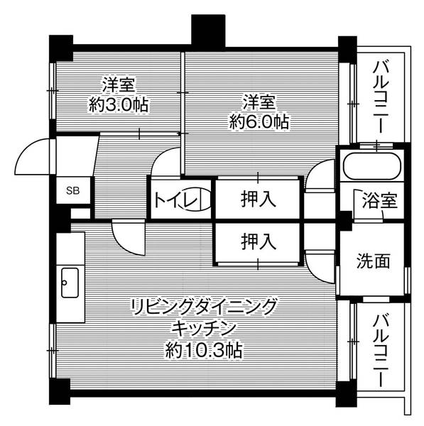 ビレッジハウス古賀5号棟の間取り