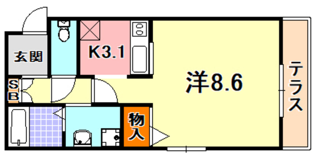 神戸市兵庫区氷室町のアパートの間取り