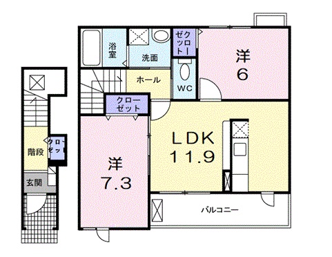 彦根市川瀬馬場町のアパートの間取り