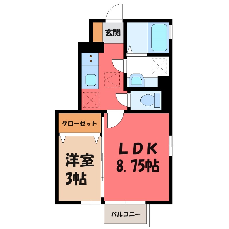 伊勢崎市長沼町のアパートの間取り