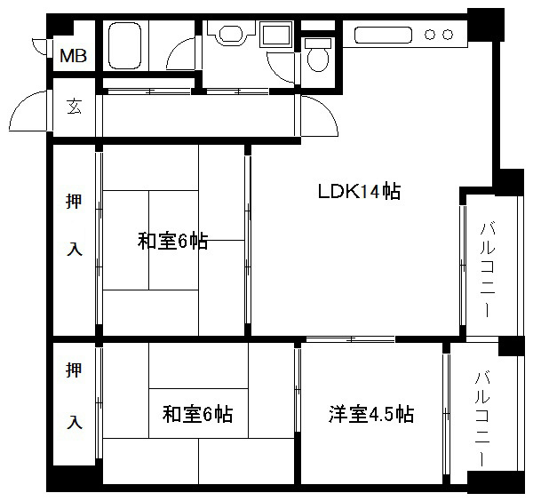 京都市中京区西ノ京中御門東町のマンションの間取り