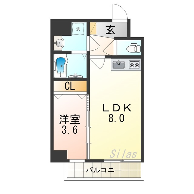 大阪市東成区玉津のマンションの間取り