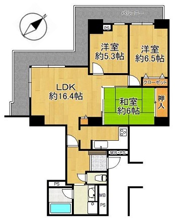 吹田市片山町のマンションの間取り