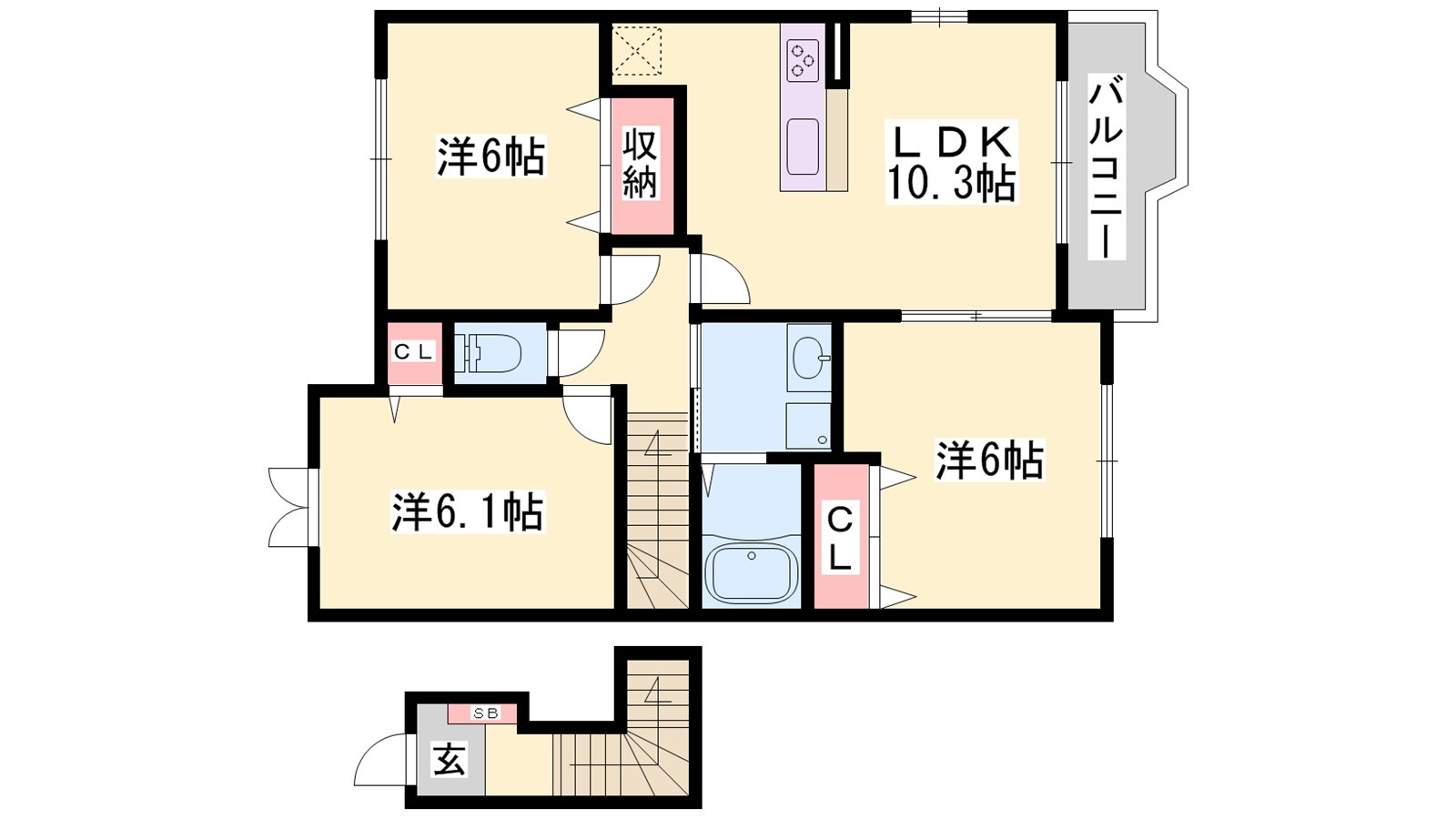 加東市上中のアパートの間取り