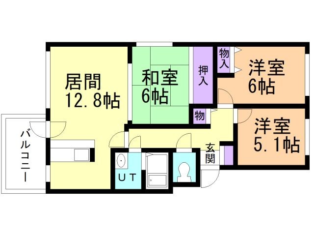 札幌市厚別区厚別中央三条のマンションの間取り