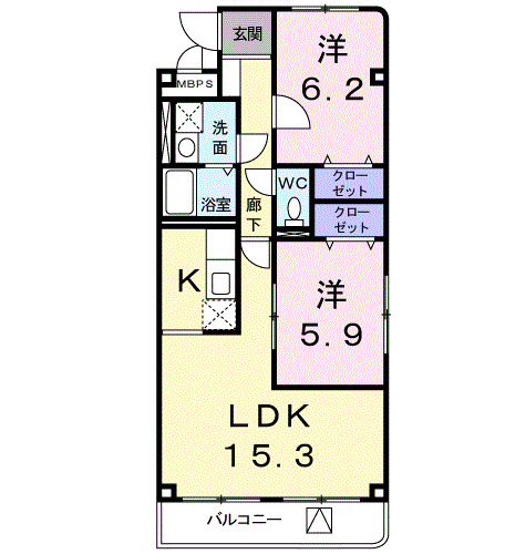 南砺市やかたのマンションの間取り