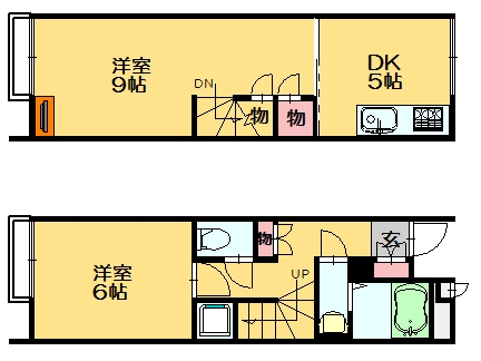 糟屋郡粕屋町駕与丁のアパートの間取り