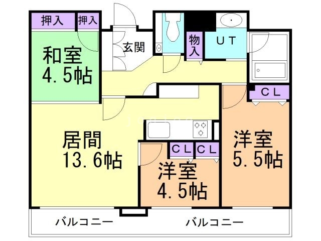 札幌市東区北六条東のマンションの間取り