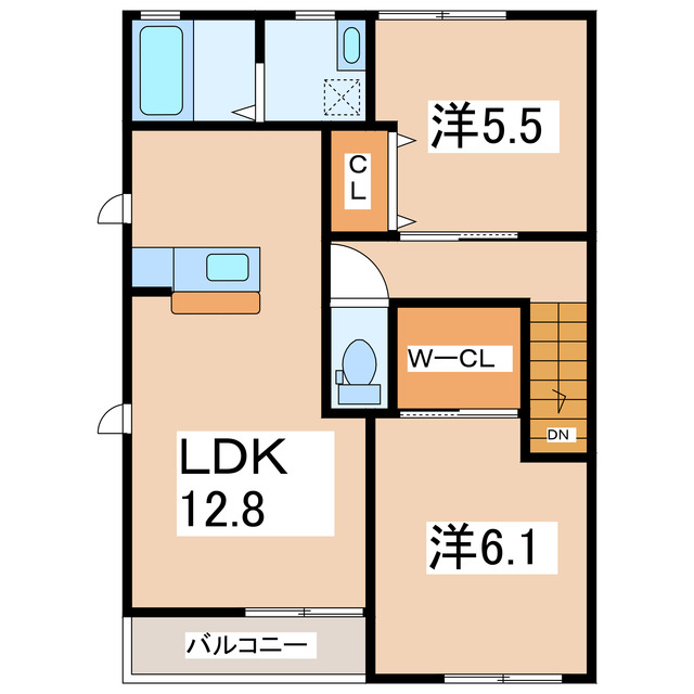 郡山市久留米のアパートの間取り