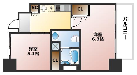 エステムプラザ難波EASTIIブレストの間取り