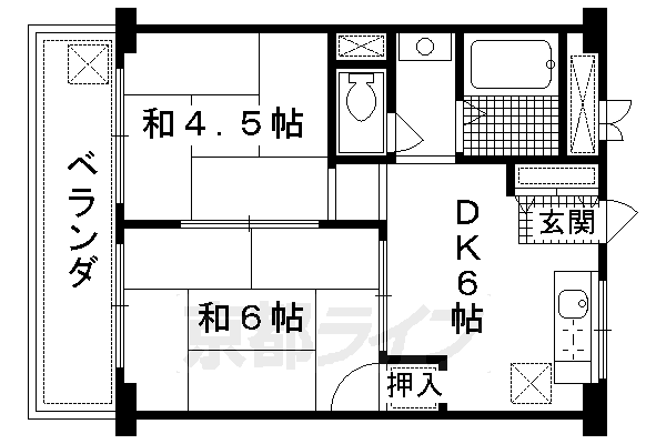 京都市伏見区深草一ノ坪町のマンションの間取り