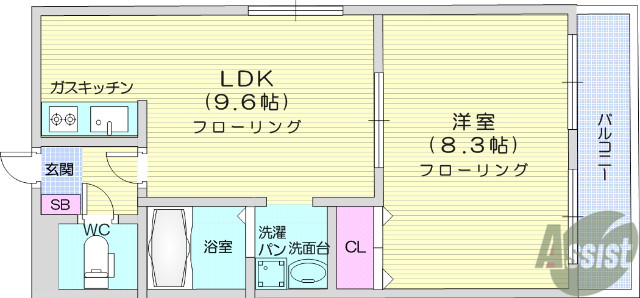 仙台市宮城野区岩切のマンションの間取り