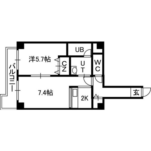 札幌市中央区南十三条西のマンションの間取り