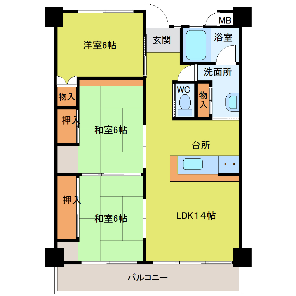 公社住宅須佐団地公A棟公A棟の間取り