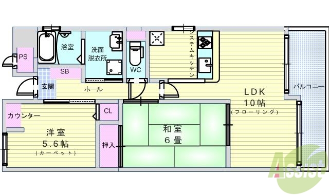 【豊中市岡上の町のマンションの間取り】