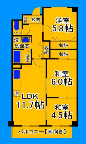 【堺市堺区向陵中町のマンションの間取り】