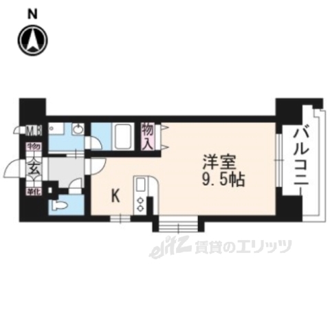 京都市中京区中之町のマンションの間取り