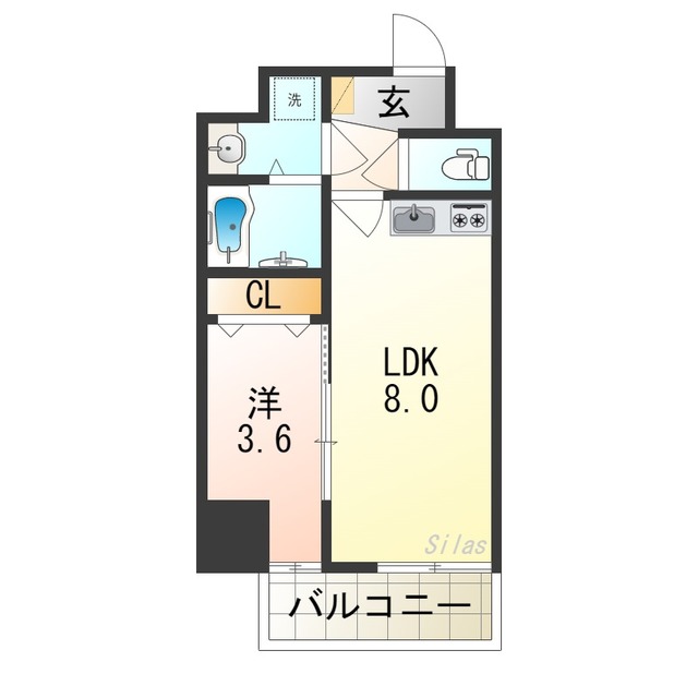 【大阪市東成区玉津のマンションの間取り】