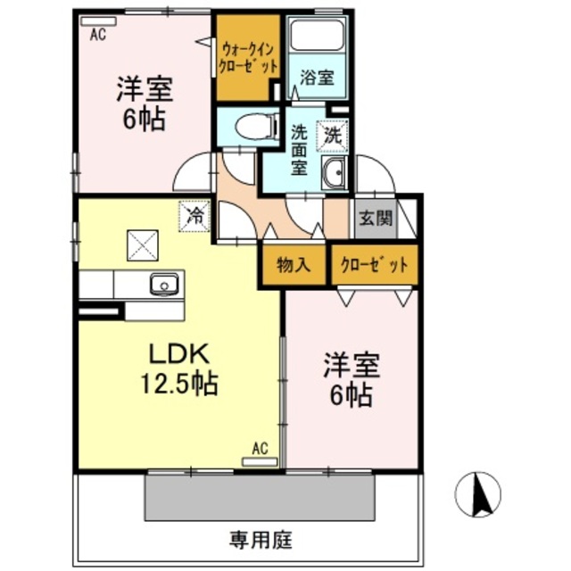 高松市六条町のアパートの間取り