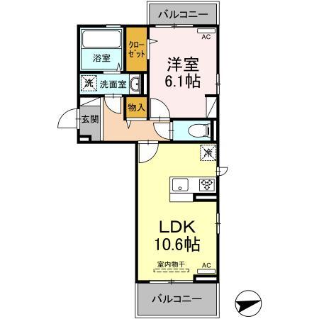 松山市上市のアパートの間取り