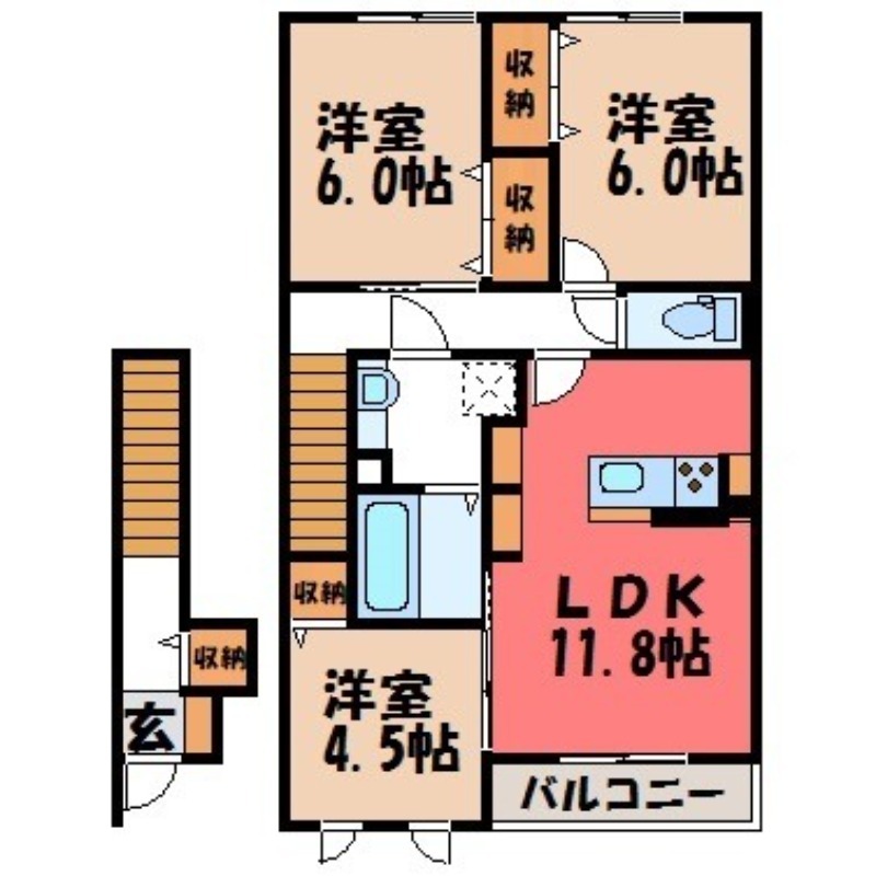 結城市新福寺のアパートの間取り