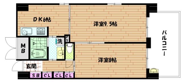 神戸市長田区北町のマンションの間取り