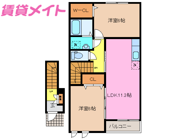 津市一志町高野のアパートの間取り