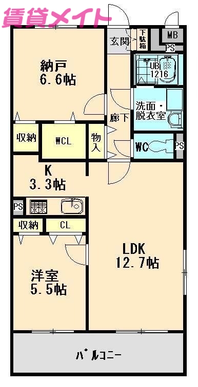 ミアカーサT.Gの間取り