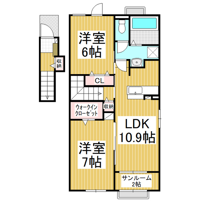 千曲市杭瀬下のアパートの間取り