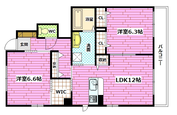 【広島市安芸区中野のアパートの間取り】