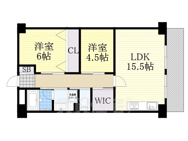 大阪市東成区東今里のマンションの間取り