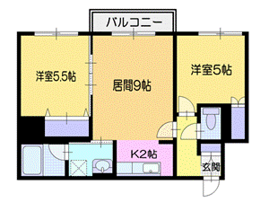 小樽市新光のマンションの間取り