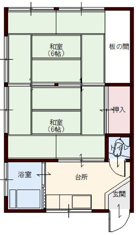 鶴岡市大宝寺町のアパートの間取り