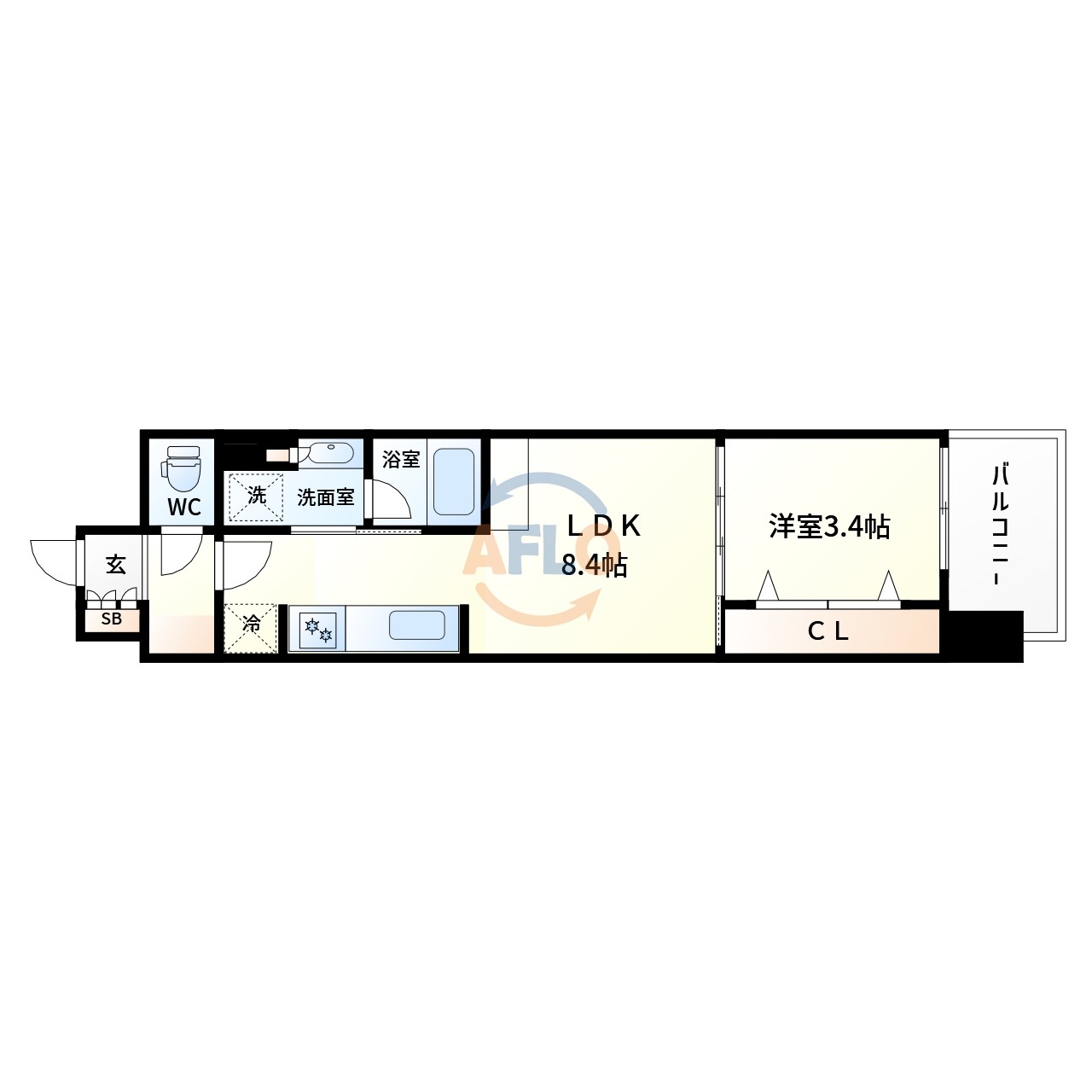 大阪市西区阿波座のマンションの間取り