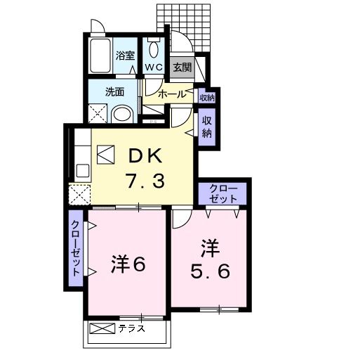 五條市二見のアパートの間取り