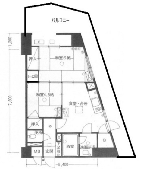 広島市東区光町のマンションの間取り