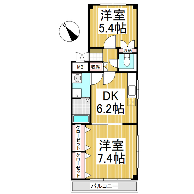 須坂市大字米持のマンションの間取り