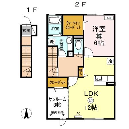 Kadoyakan　Ｅ棟の間取り