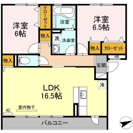 福山市曙町のアパートの間取り