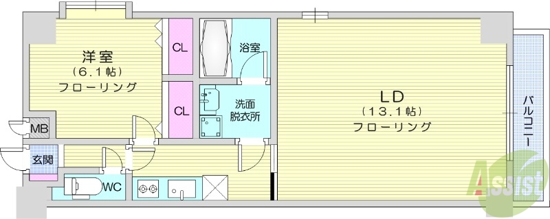 仙台市太白区中田町のマンションの間取り