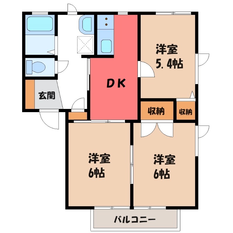 伊勢崎市寿町のアパートの間取り