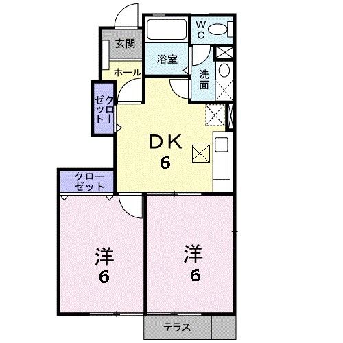 天理市二階堂上ノ庄町のアパートの間取り