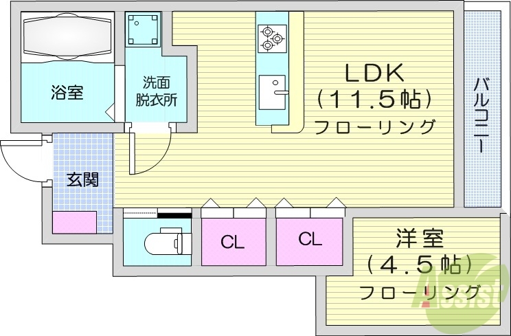 多賀城市東田中のアパートの間取り