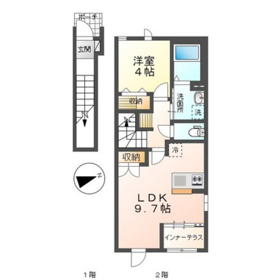 岡山市北区高松のアパートの間取り