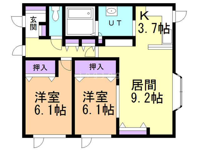 釧路市昭和南のアパートの間取り