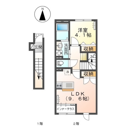 岡山市北区横井上のアパートの間取り